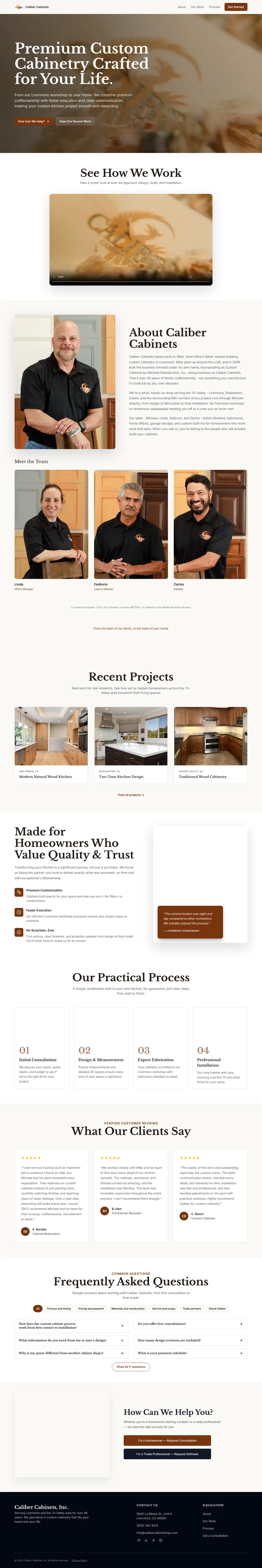 The Caliber Cabinets website