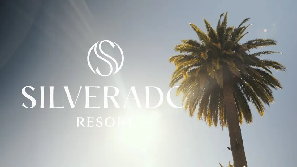 Silverado Resort sign with a palm tree